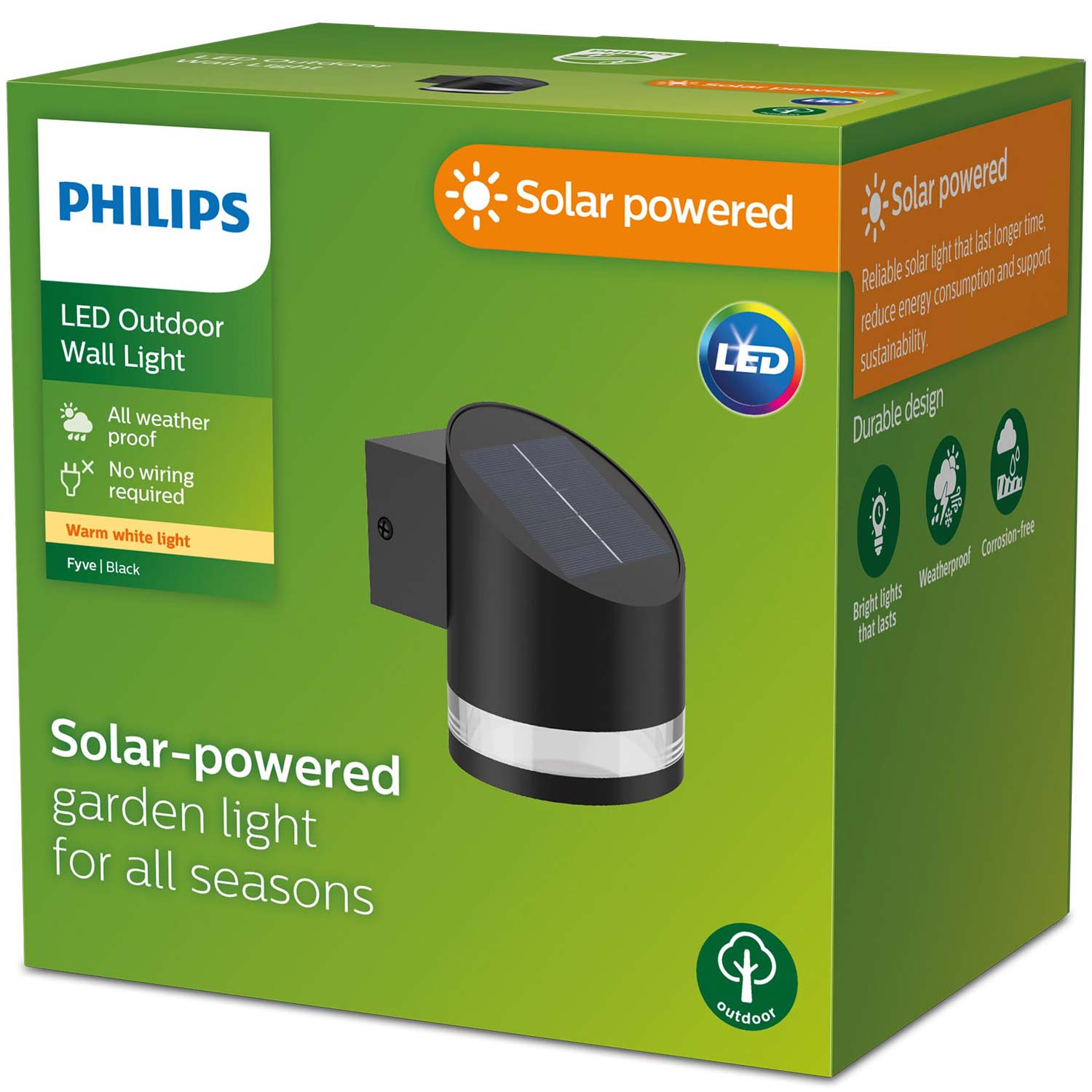 Philips Fyve Vägglampa Solcell Ultra Efficient LED 200lm Svart